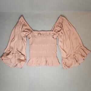Babydoll M Smocked Top Y2K Festival Coquette Softgirl Milkmaid MUSTARD SEED